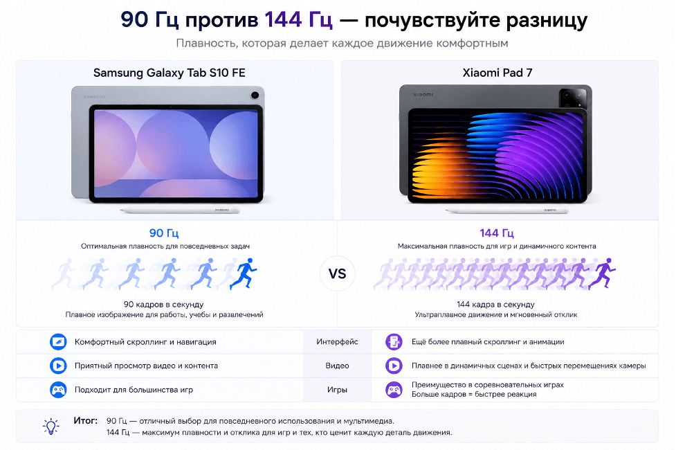 Samsung Galaxy Tab S10 FE или Xiaomi Pad 7: что выбрать