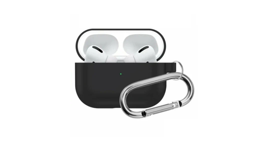 Силиконовый чехол для Apple AirPods Pro с карабином Black