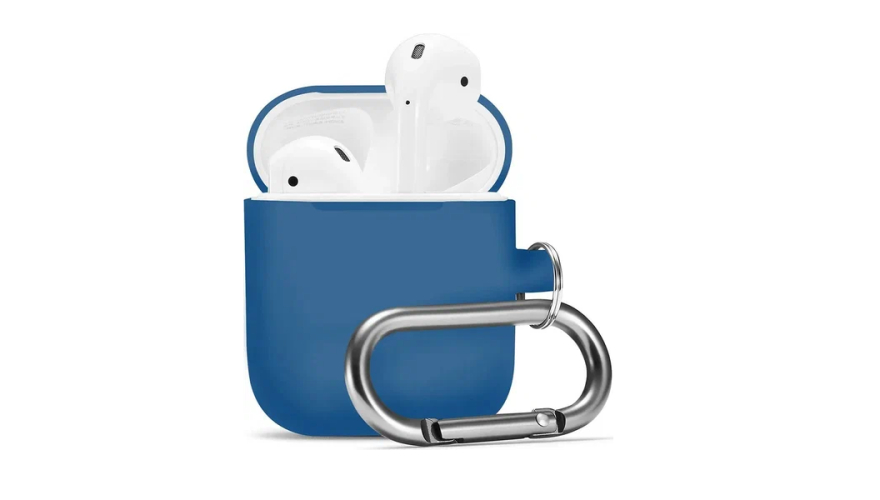 Силиконовый чехол для Apple AirPods с карабином Pacific Green