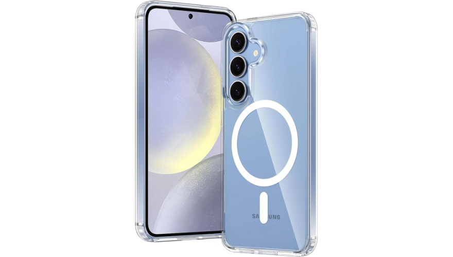 Чехол-накладка силикон MagSafe для Samsung Galaxy S25 Прозрачный