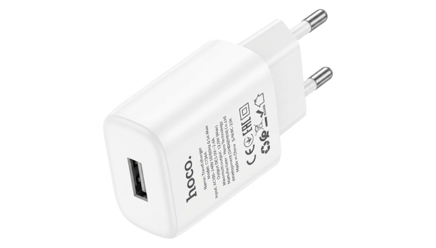 СЗУ Hoco C134A USB-A 12W Белый